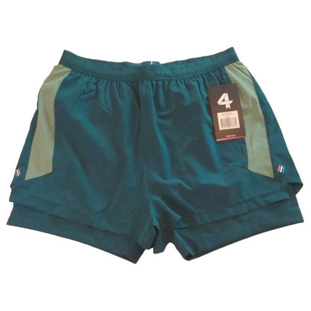 Fourlaps 4 laps Running Shorts Deep Teal  Women M Zipper Pocket Moisture Wicking